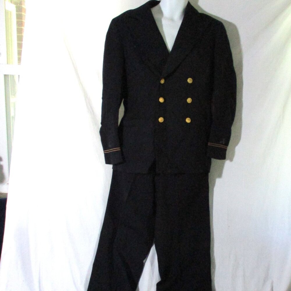 Vintage MILITARY UNIFORM Set Sport Jacket Suit Blazer NAVY BLUE 44 / 31 Formal W